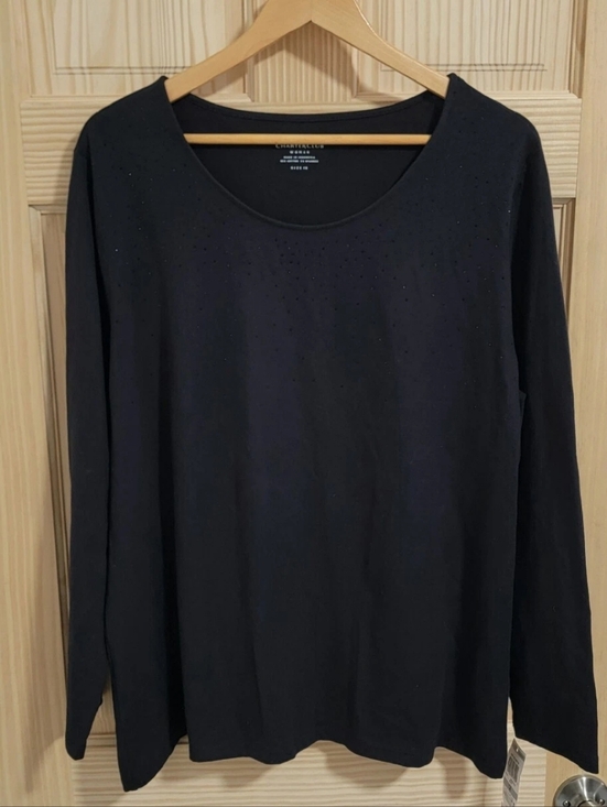 Charter Club Tops - Charter Club Stud Embellished Black Long Sleeve Shirt Size 1X